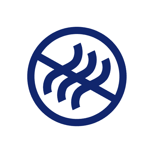 Icons - Blue_Anti-streaking Three wavy lines crossed out signifying anti-streaking