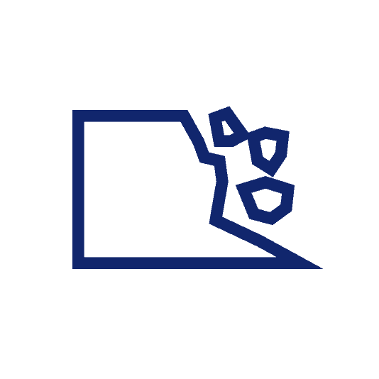 Icons - Blue_Erosion Protection Icon showing small pieces falling off a rectangle