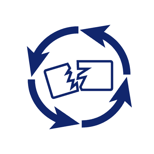 Icons - Blue_Salvage 4 arrows in a circle with a broken rectangle in the middle