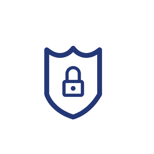 Icons - Blue_Tough A lock icon on a shield for toughness