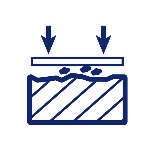Icons - Blue_Abrasive Wear Icon showing small pieces abrasively wearing a part