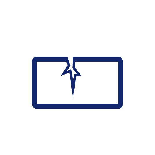 Icons - Blue_Detect Surface Flaws Rectangle with a crack