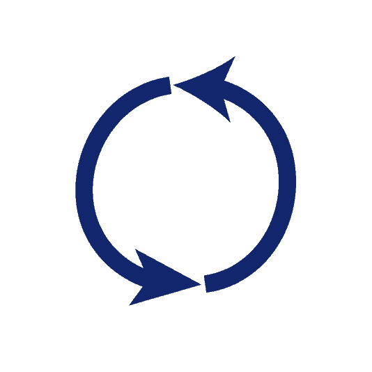 Icons - Blue_Ductile Self Healing Two arrows in a circle icon