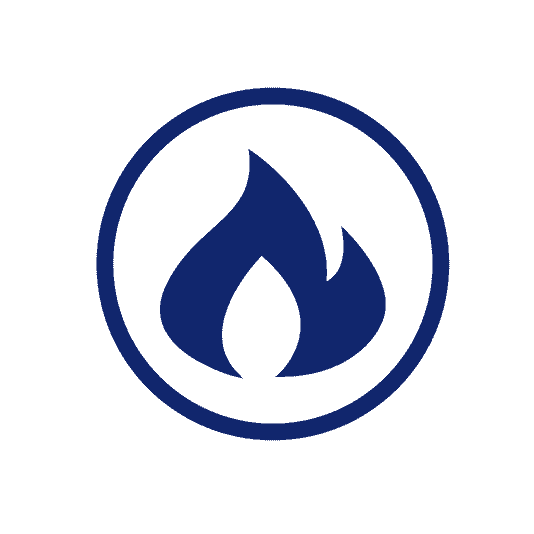 Icons - Blue_Heat Resistance Flame in a circle icon