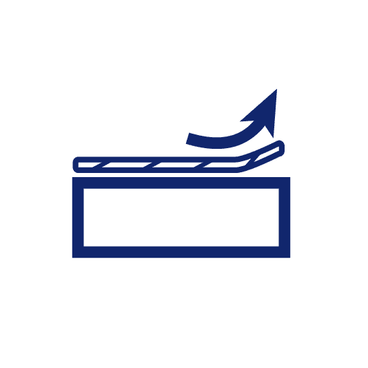 Icons - Blue_Non-stick Rectangle with a layer peeling off showing non stick