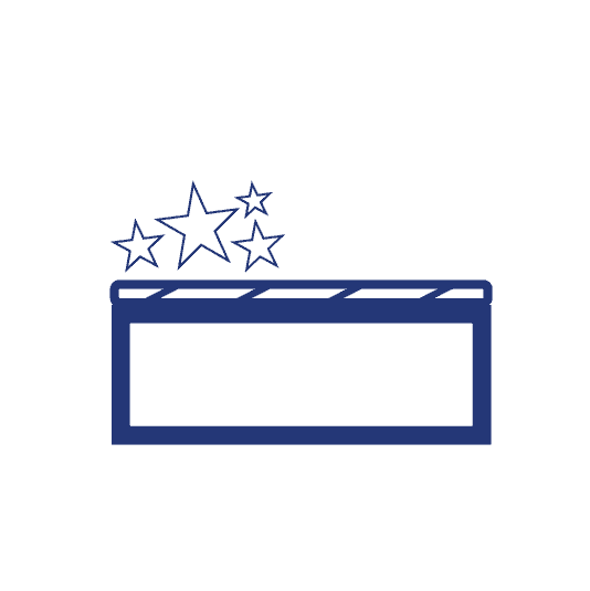 Icons - Blue_Visual Appearance Blue rectangle icon with coating on top and stars showing good appearance
