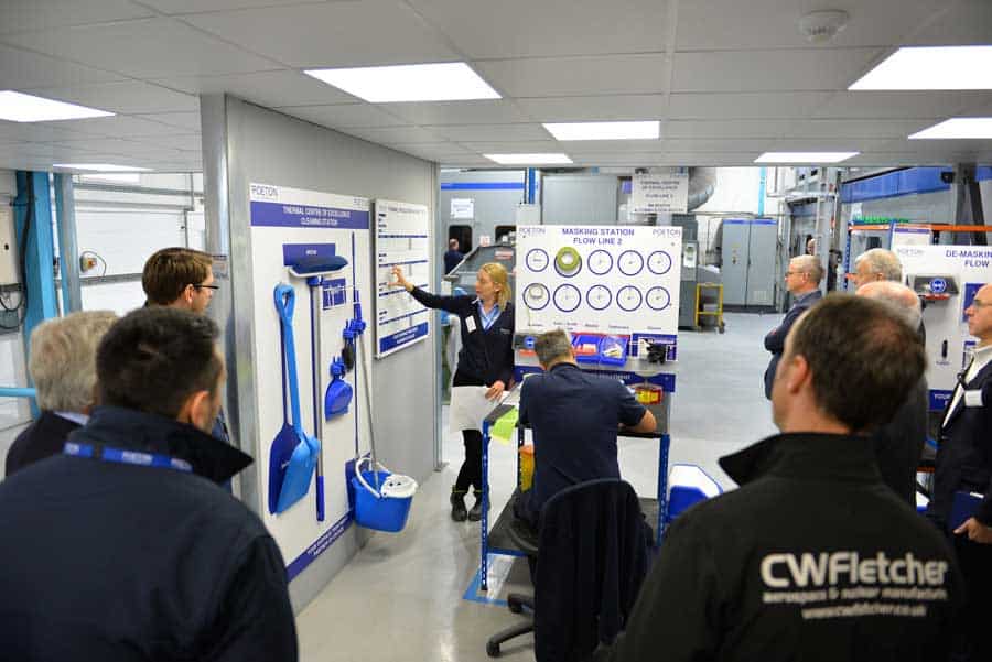 Iwona-Thermal-open day Customer being show the thermal spray preparation area at Poeton Industries